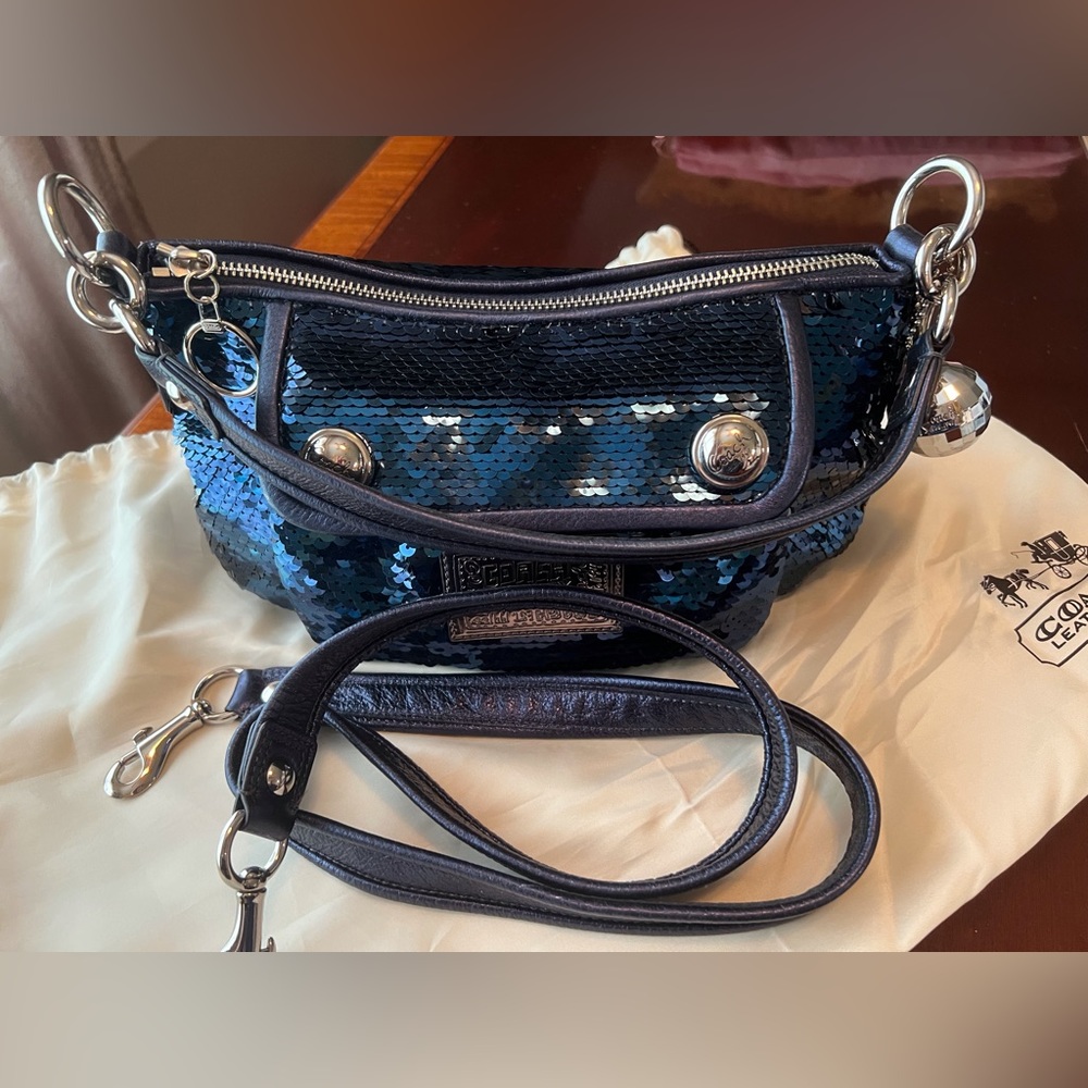 Coach Navy Sequin Poppy Handbag